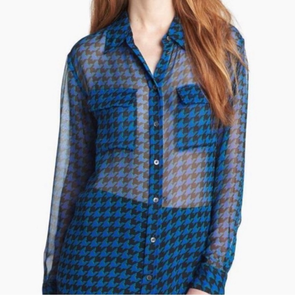 Equipment Femme sheer Geometric Silk Blouse small